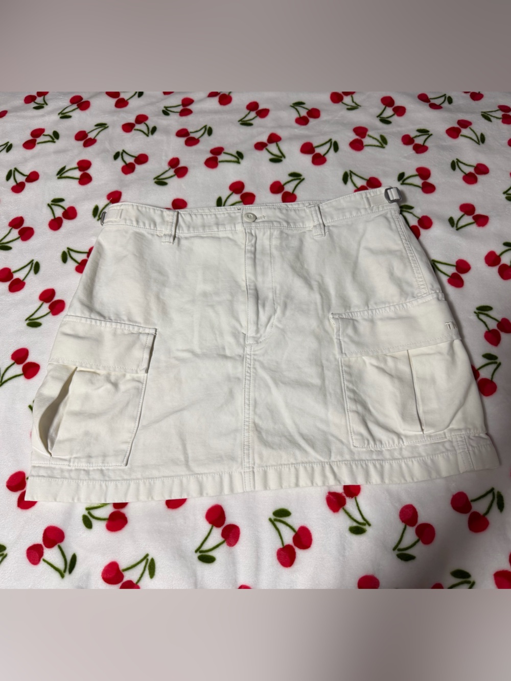 TNA White High-Waist Cargo Mini Skirt